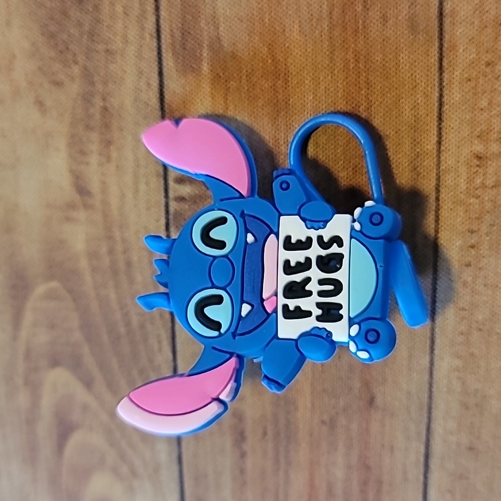 Blue Alien Free Hugs Silicone Straw Topper Charm Blue Accessory